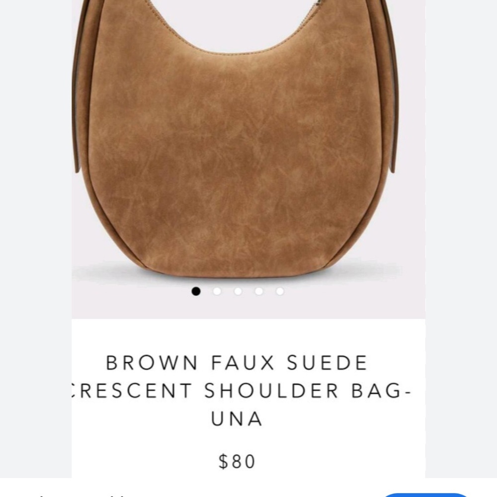 4th & Reckless, Camel Brown Faux Suede Crescent Shoulder Bag - Picture 7 of 10